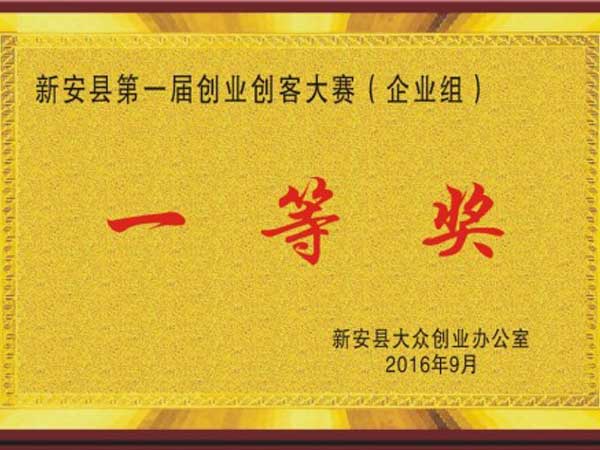 
                                企業(yè)獲得新安縣第一屆創(chuàng)業(yè)創(chuàng)客大賽第一名！
                            